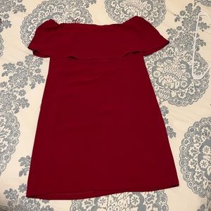 Charles Henry Red Off the Shoulder Dress